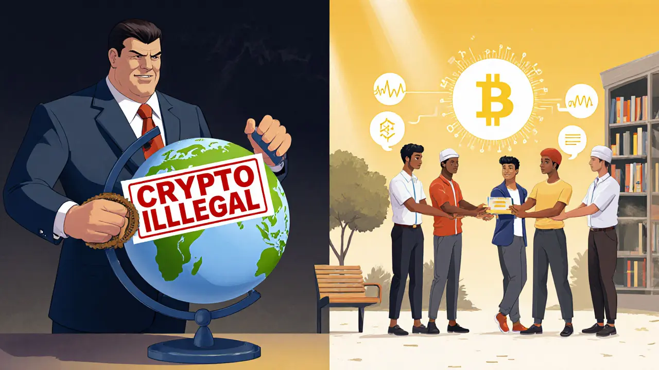 Government crackdown vs. underground crypto network passed hand-to-hand among Algerians.