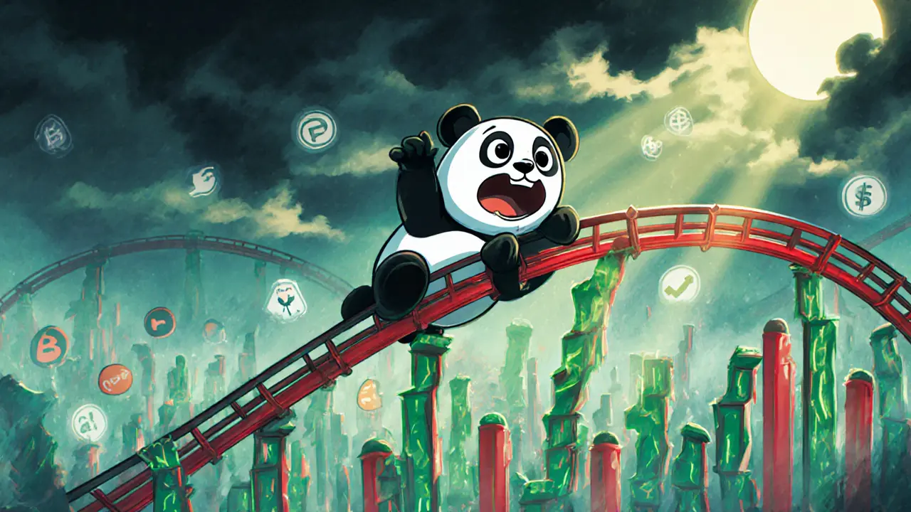 Panda rides a roller‑coaster of price spikes, illustrating Pandana’s volatile market.