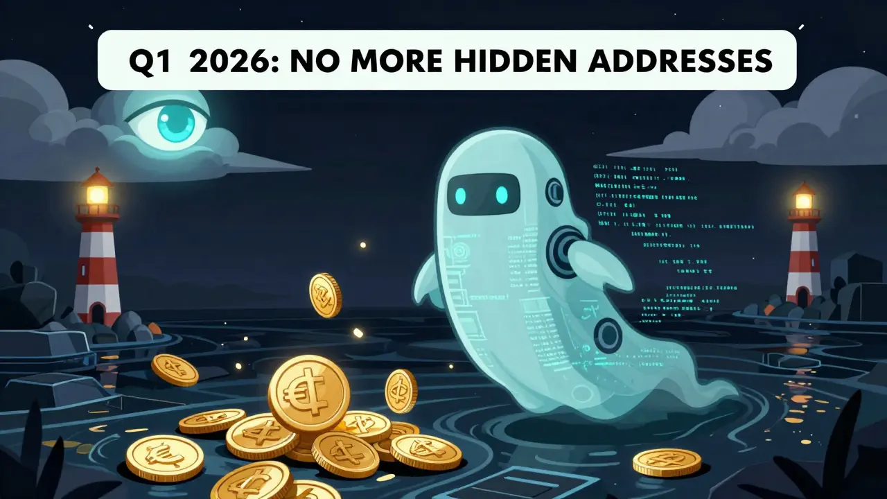 Ghostly DeFi robot laundering money, watched by AMLA's eye, while compliant firms glow as beacons of legality.