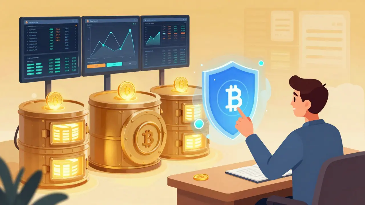 Secure exchange hub with active trading and vault storage