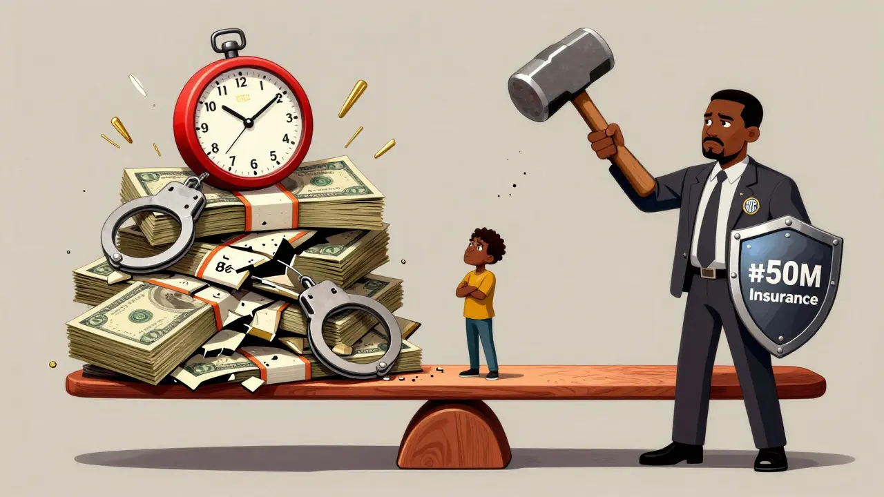 Surreal scale balancing small savings against massive financial risks of unlicensed crypto use in Nigeria.