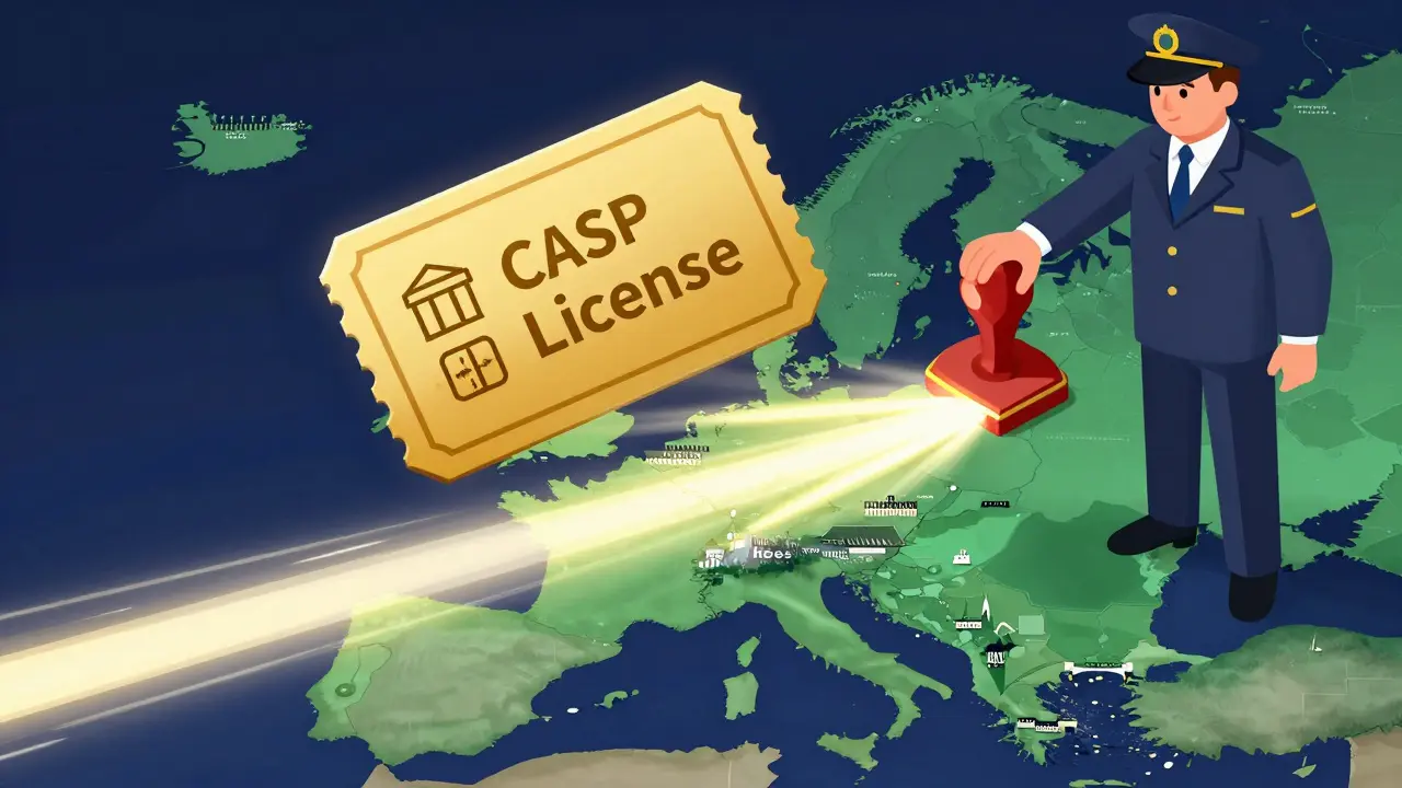 A golden license ticket unlocking access to various European cities on a map.
