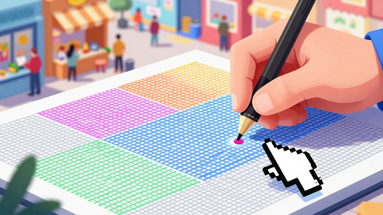 Artist adding a pixel to a large digital canvas with a 1MIL token