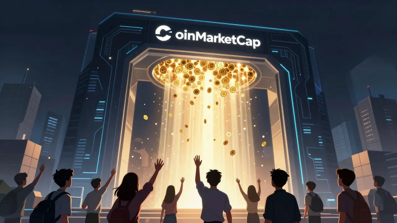 Concept art showing a massive gateway releasing millions of SATT tokens