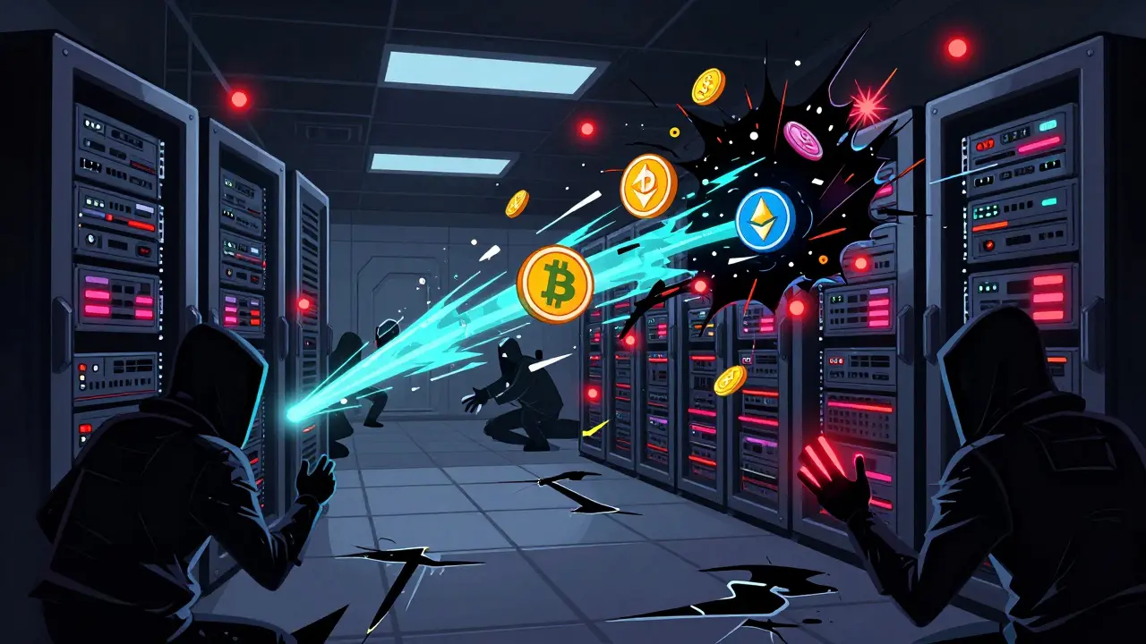 Concept art showing hackers stealing crypto from a BtcTurk server during a breach.