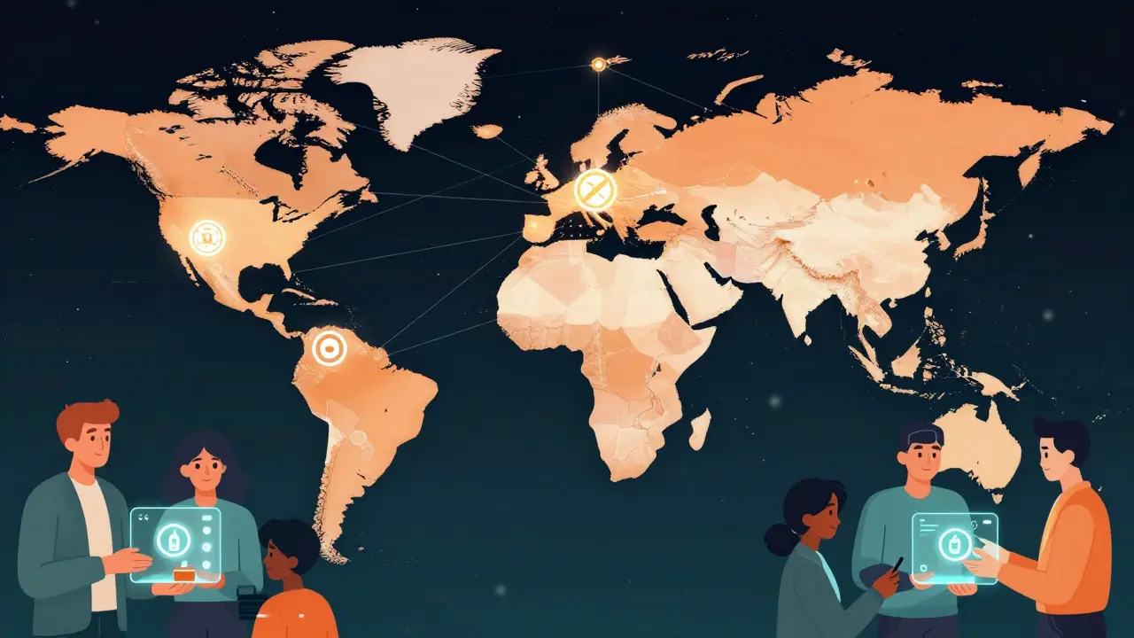Global map showing international access to tokenized assets