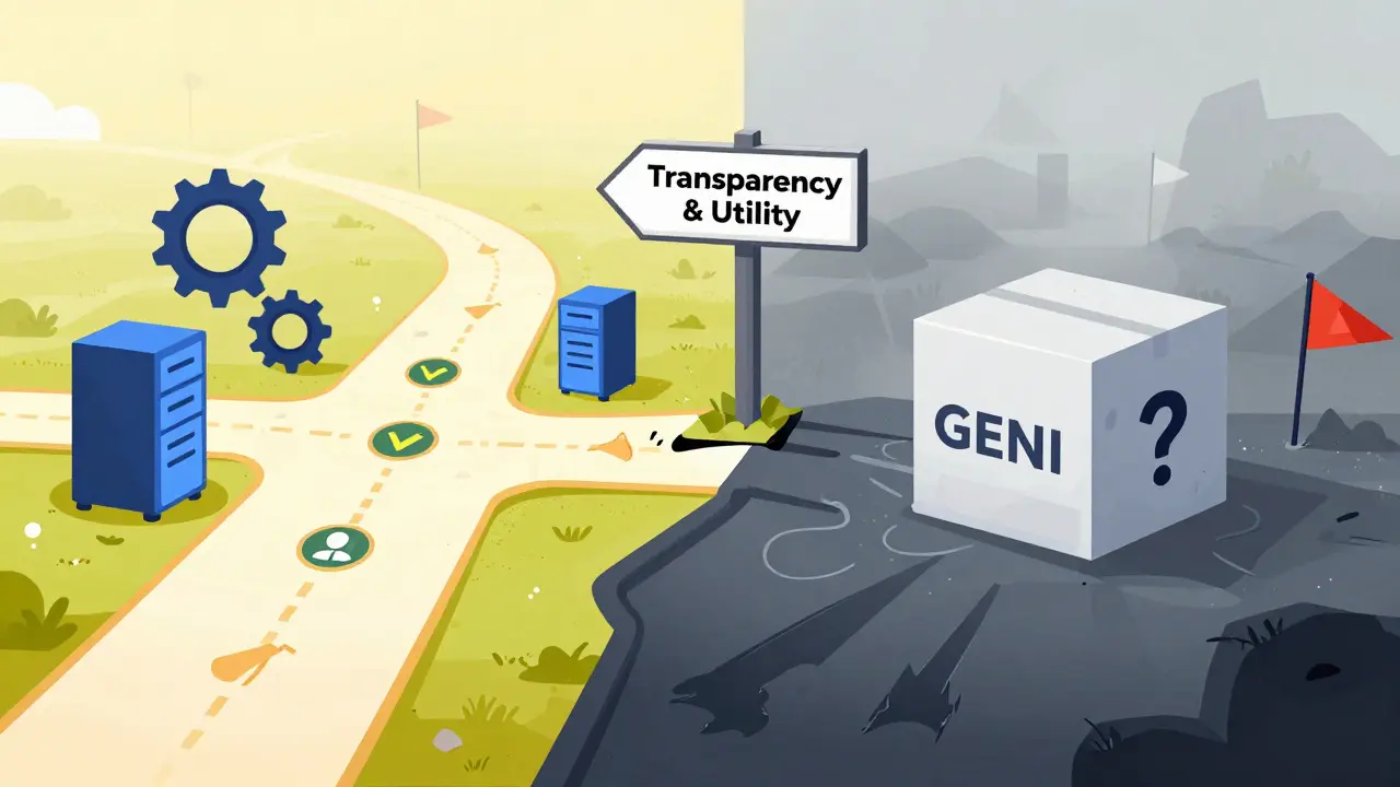 Illustration contrasting safe, transparent crypto projects with risky, anonymous tokens.