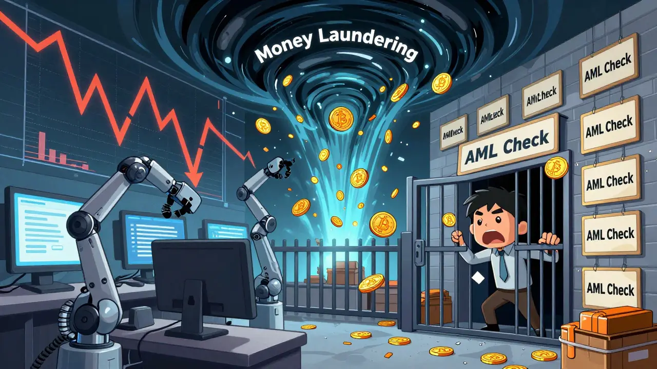 Illustration showing bots faking trades while blocking users from withdrawing their stolen funds.