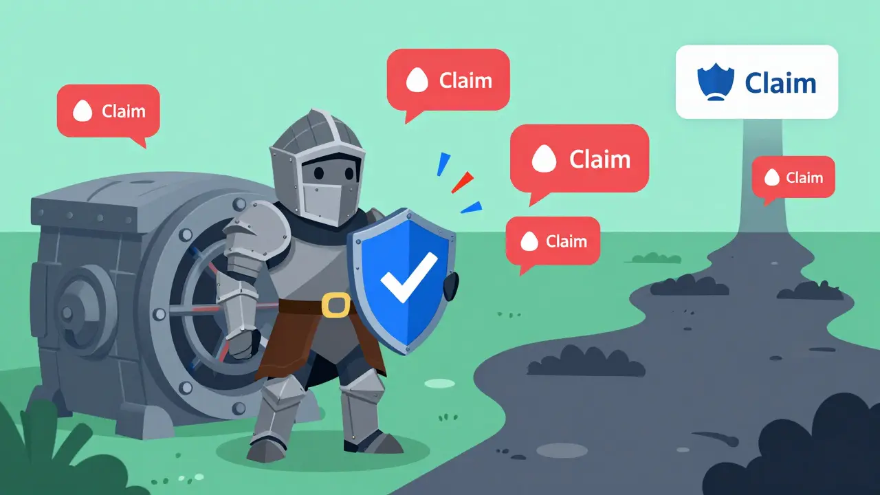 Knight protecting a crypto wallet from phishing scams and fake claims