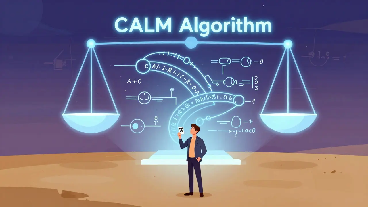 Trader analyzing the complex CALM algorithm math in a low-liquidity setting.