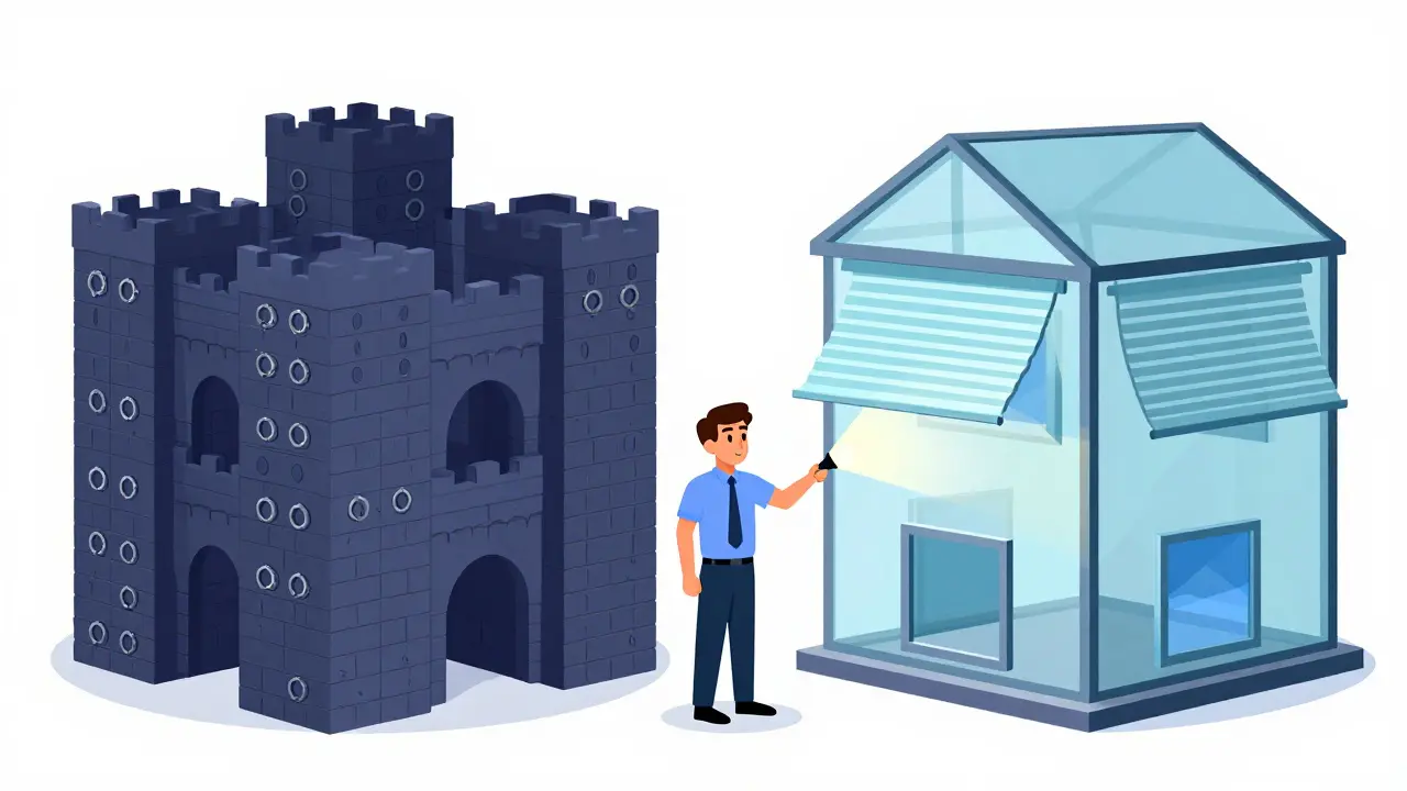 Fortress vs glass house illustrating Monero and Zcash tech