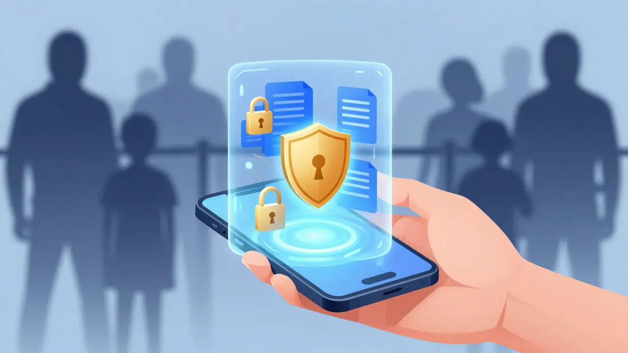 Glowing digital vault protecting encrypted files from hackers