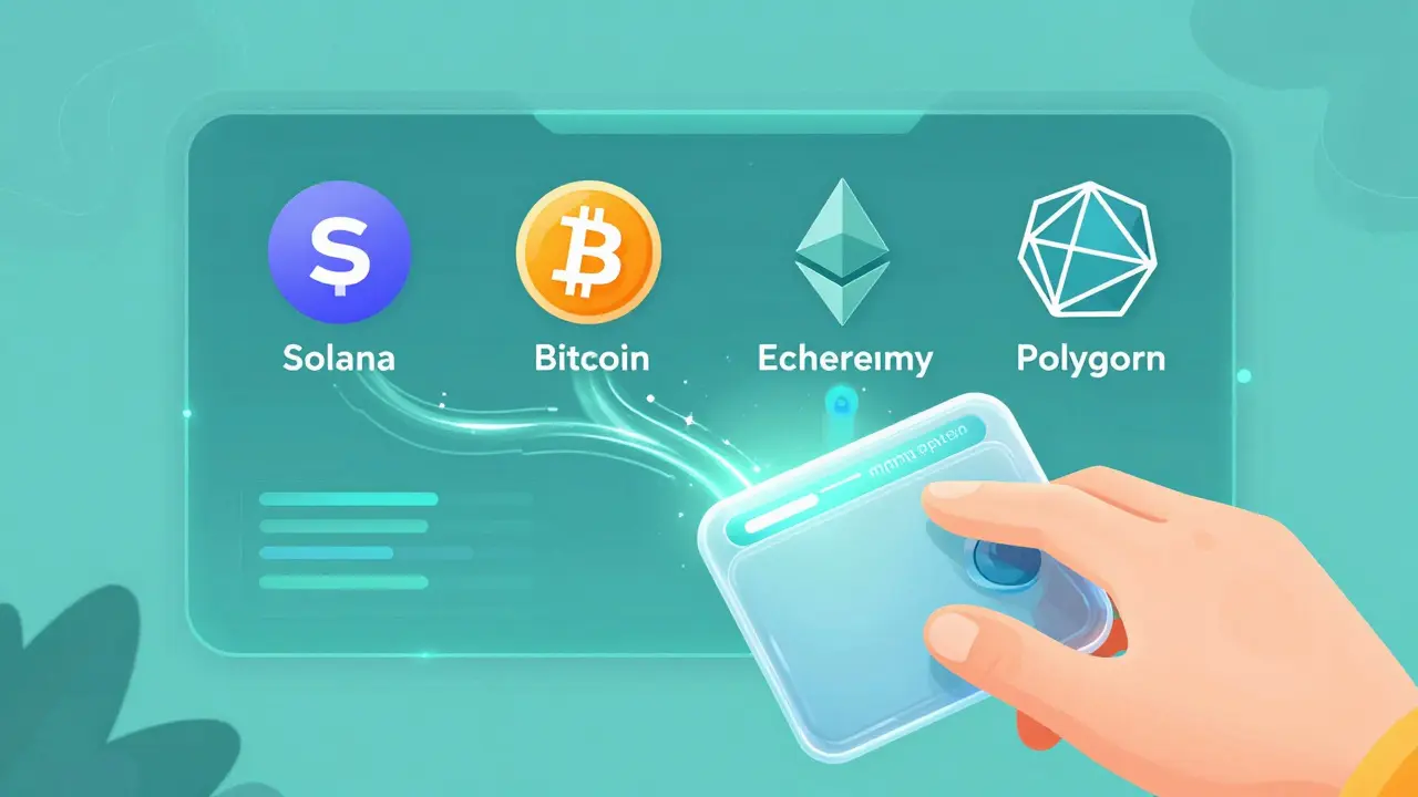 Multi-chain dashboard unifying Solana, Bitcoin, Ethereum, and Polygon