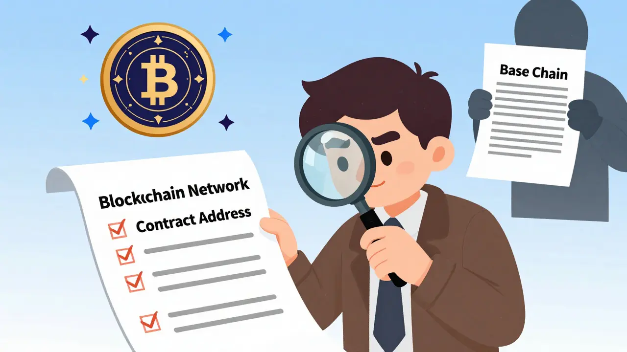 Detective verifying crypto contract details to avoid scams and identify real assets