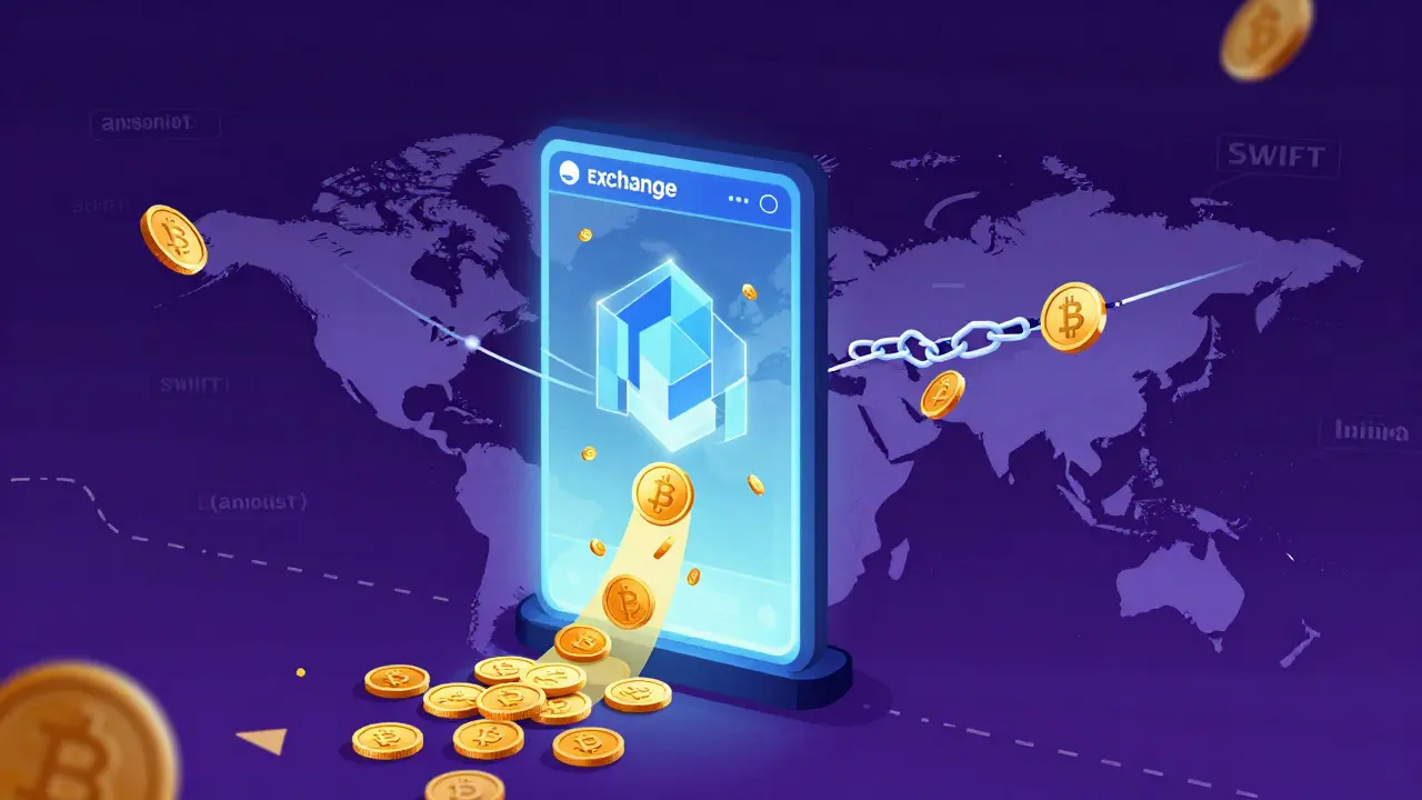Digital currency flowing through a secret portal bypassing broken bank chains