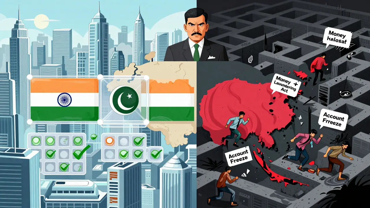 Metaphorical maze comparing strict crypto ban in Bangladesh vs neighbors