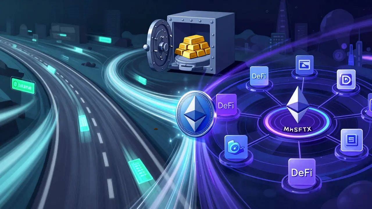 MSFTX token splitting into Solana and Ethereum networks with secure vault