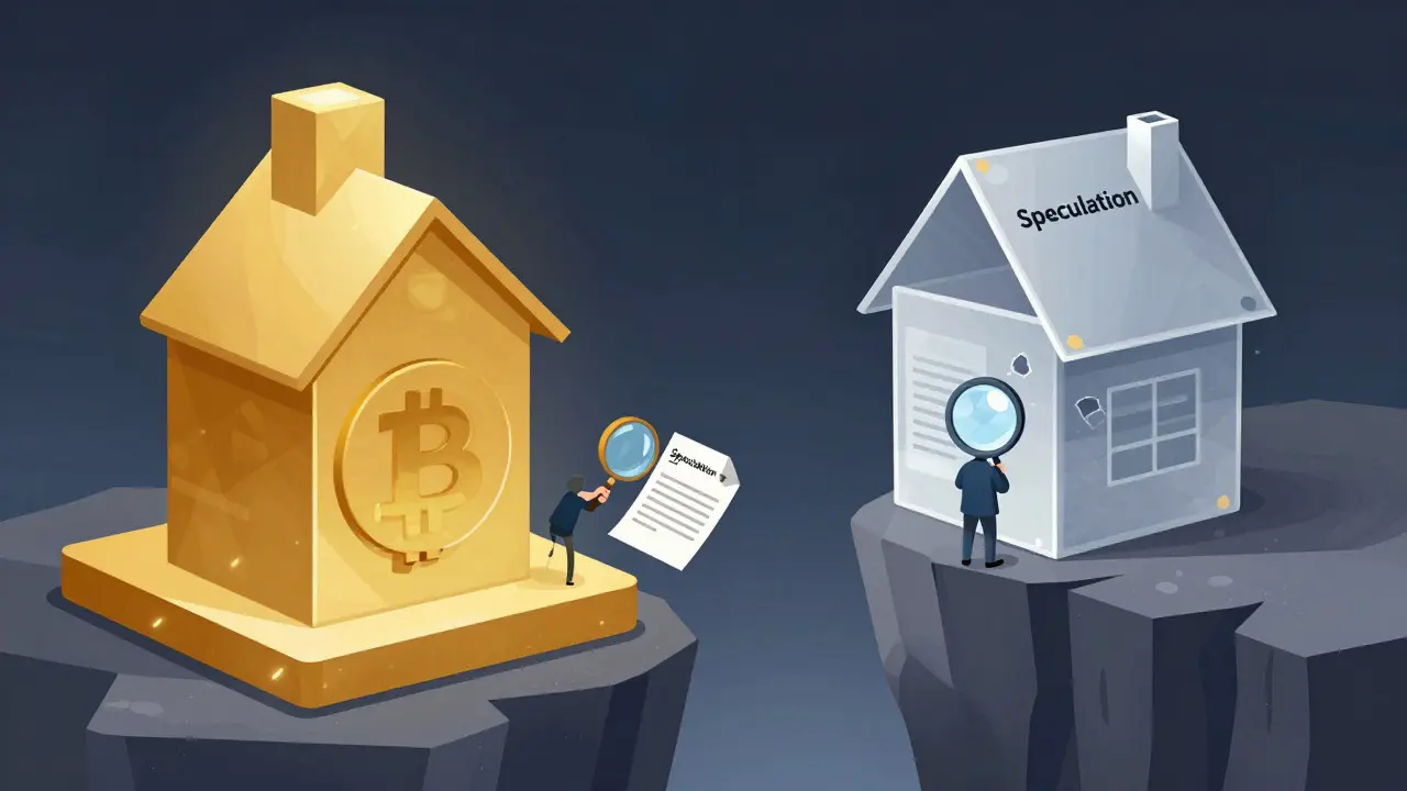 Sturdy platform vs fragile house of cards representing risk
