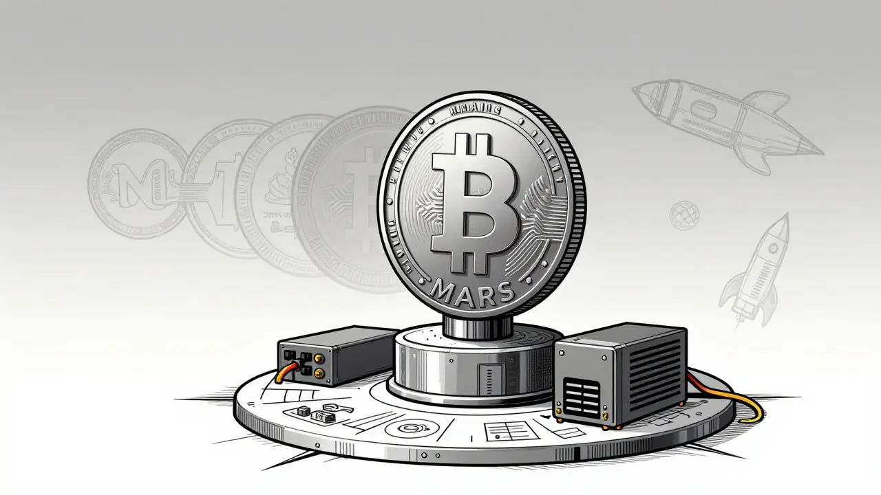 Symbolic illustration of Marscoin's technical foundation vs memes