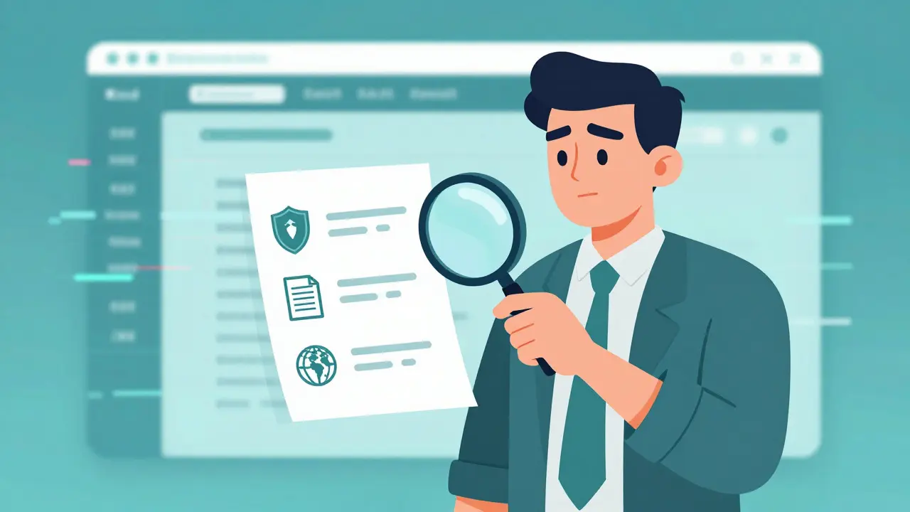 Trader inspecting a safety checklist against a glitchy background
