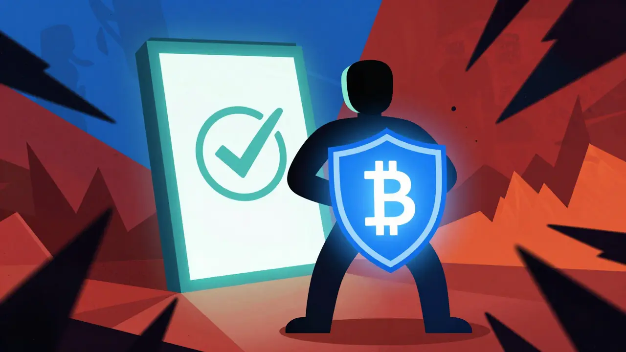 Conceptual art showing protection against crypto scams