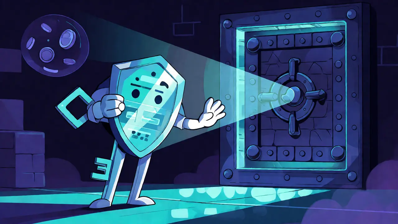 A crypto character shielding coins from surveillance using zero knowledge proof magic.