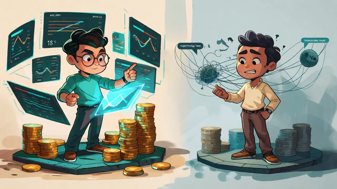Active trader managing complex positions versus passive investor